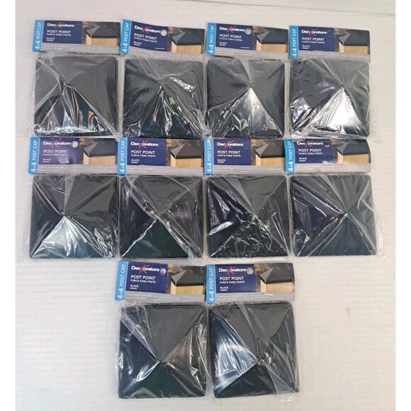 Deckorators 4x4 Wood Fence Post Points Lot of 10 Black Finish Caps Deck NEW - Picture 1 of 4